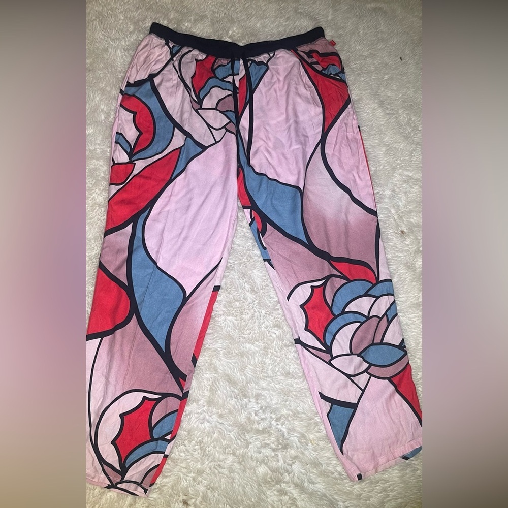 Joie Natori womens Abstract Floral Print pajama pants size XL - Picture 9 of 9